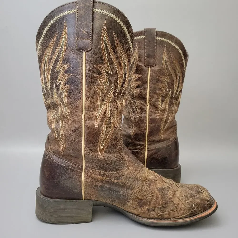 Ariat On Point Womens US 8.5 B Western Boots Brown Leather Mid-Calf